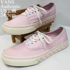 US企画VANS Authenticオーセンティック24.5cmピンク チェック