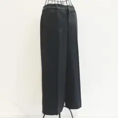 インディヴィ ワイドパンツ L 黒 無地 日本製 シンプル ベーシック 洗える