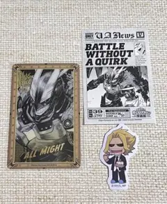 オールマイト ヒロアカ原画展 タブロイド風ステッカー 箔押しクリアカースイパラ