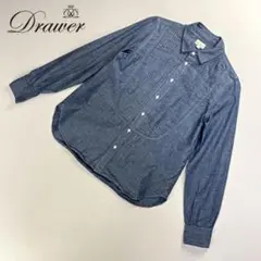 美品 Drawer ドゥロワー コットンシャツ ブラウス 青 36*TB1338