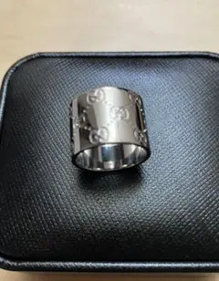 グッチ K18 WG アイコンリング ワイド 指輪 ホワイトゴールド ジュエリー