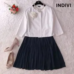 新品あり✨INDIVI ママスーツ ノーカラー セットアップ 式典 M〜L相当