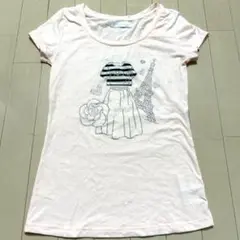 CECIL McBEE 半袖Tシャツ ピンク エッフェル塔デザイン