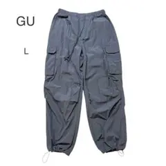 極美品　GU/ジーユー　パラシュートカーゴパンツ　グレー　無地　ストリート　M