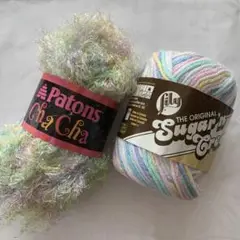 コットン毛糸&モヘア毛糸　2種セット　パステルカラー