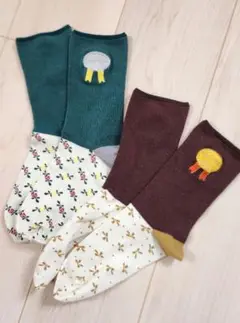 フェリシモ ラッピングシールみたいなモチーフ付き靴下の会 ソックス