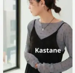 Kastane カスタネ ロゴシアートップス　グレー　フリーサイズ