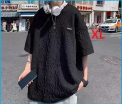 ★新品★メンズ Tシャツ 【XL】 黒 オーバーサイズ 5分丈 モノグラム