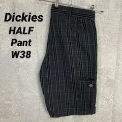 ディッキーズ　チェック柄　グレー系　ハーフパンツ　ショーツ　W38
