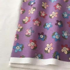 (1点限定)綿100%国産プリント生地/お花の喜怒哀楽/パープル系/2m