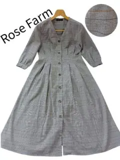 Rose faum グレンチェック柄 長袖ロングワンピース Lサイズ