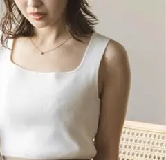 noble 洗える ニュアンス2wayニットタンク ホワイト
