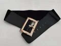 SHEIN幅広ブラックベルト ゴールドバックル
