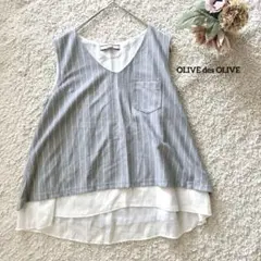 オリーブデオリーブ ノースリーブトップス F グレー ストライプ