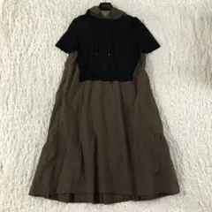 異素材　バックティアードドッキングワンピース