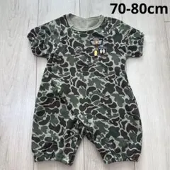 迷彩柄　ワッペン付き　半袖　ロンパース 70-80cm