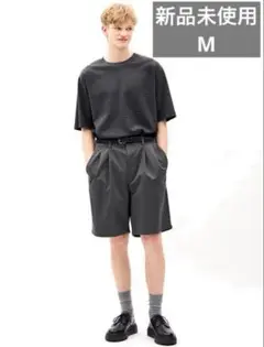 GU タックワイドハーフパンツ M グレー
