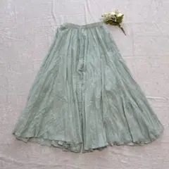 きれい色♪シフォンスカートパンツ スカート風パンツ リネン混 軽やか 総ゴム