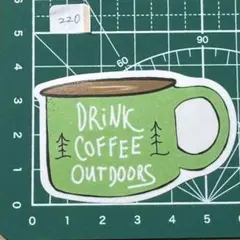 防水ステッカー｜緑のマグカップとDRINK COFFEE OUTDOORS