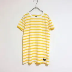 ヘリーハンセン　Tシャツ　F イエロー　ボーダー　カジュアル　トップス　春　夏
