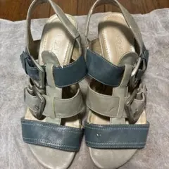 グレー ブルー サンダル 中ヒール