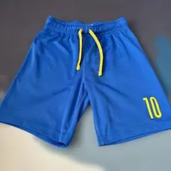 青色番号10プリントハーフパンツ