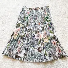 極美品✨45R 巻スカート　ラップ　プリーツ　総柄　フラワープリント