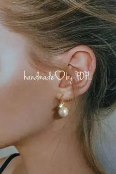handmade accessory コットンパール一粒ピアス