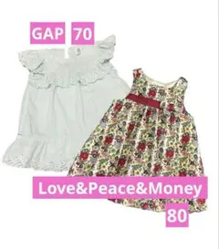 GAP、Love&Peace&Money ワンピース　2点セット　70〜80