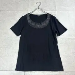 【タルボット】ネックビーズ Tシャツ 半袖 トップス ブラック Sサイズ