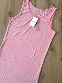 未使用　タグ付き　タンクトップ ピンク ストライプ　S M