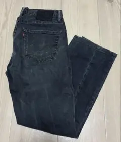 Levi's ブラックデニム ストレート リーヴァイス Mサイズ 牛革パッチ