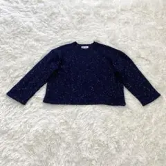 【MICHEL KLEIN】セーター(M)ネイビー/ラメ入り 長袖/