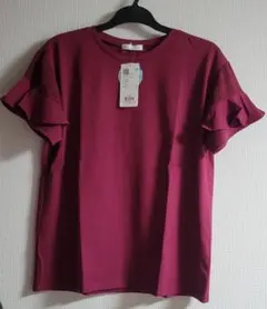 新品　シューラルー　シアーチェック　フリル袖Tシャツ