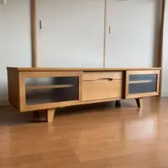 美品 柏木工 北欧 テレビボード ナラ無垢材 テレビ台 ローボード 脚付き