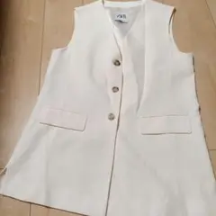 値下げ ZARA ホワイト ボタン付きベスト S