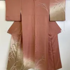 【春】13049s 着物 訪問着 金駒刺繍 植物に露文様