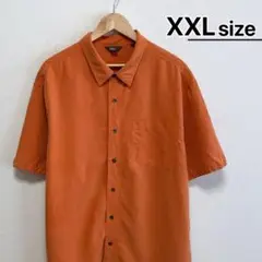 USA古着　半袖シャツ　XXL　オレンジ　ピンチェック柄　アウトドア　モーダル