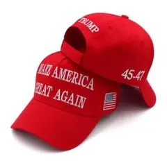 キャップ　トランプ大統領　MAGA　帽子　赤　レッド　TRUMP　45-47
