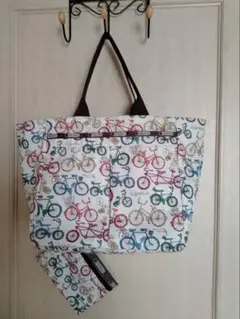 レスポートサック　トートバッグ　ポーチ付き　自転車柄