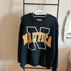 NAUTICA メッシュ ブラック クルーネック パーカー