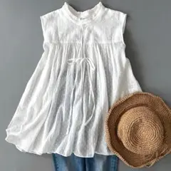 美品♪ノーリーズ◆2WAYカットボイルスタンドフリルノースリーブブラウス