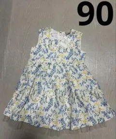 【新品未使用】プティマイン 花柄ジャンスカワンピース　90cm