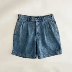 希少 90s us ビンテージ 2タック ワイドデニムショートパンツ 実寸32