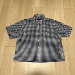 チェック柄 半袖シャツ 短丈