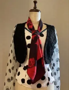 フラメンコ 衣装　チャレコ リバーシブル黒レース×ヒョウ柄スカーフ付き フラメンコ 衣装 チャレコ リバーシブル黒レース×ヒョウ柄