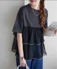 Discoat メローチュールドッキングTシャツ