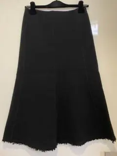 JIL SANDER ジル サンダー ニットスカート ブラック フリンジ 34