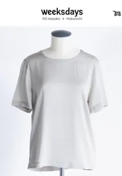 weeksdays ドレスハーセルフ　シルクTシャツ　グレー 半袖