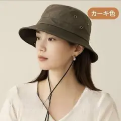 つば広キャップ　日焼け止め　カウボーイ　アウトドア釣りハイキング　ゴルフ　カーキ